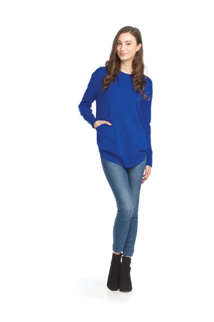ST-06249 - Sweater Tunic with Rounded Hem and Pockets - Colors: Cobalt, Mocha - Available Sizes:XS-XXL - Catalog Page:2 